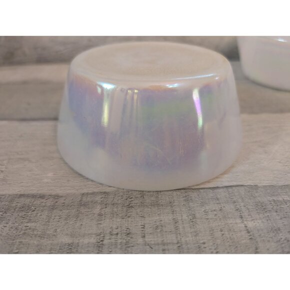 Vintage Federal Moonglow Milk Glass White Iridescent Bowls Set Of 3 - Picture 5 of 11